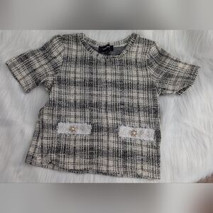 Saks 5th Avenue Black and White Tweed Top S Size